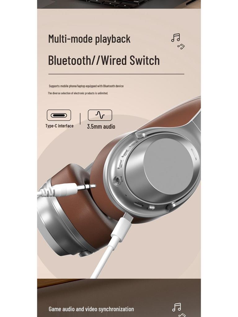 New Wireless Over-Ear Noise-Canceling Sports Headset with Heavy Bass and Extended Battery Life