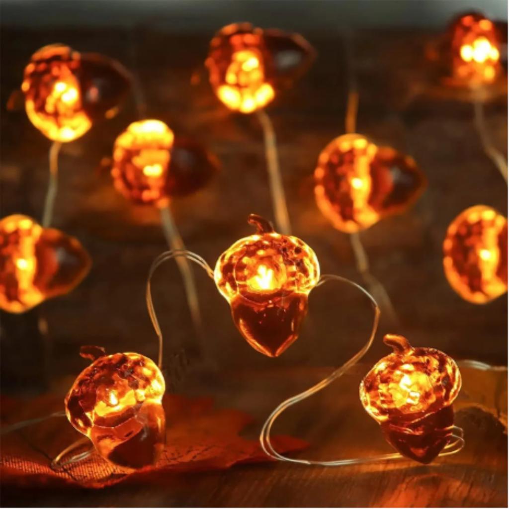 LEDs Acorn String Lights Thanksgiving Decorations 9.8ft Fall Lights Forest Decor Fairy Decorative Lights Battery Powered for