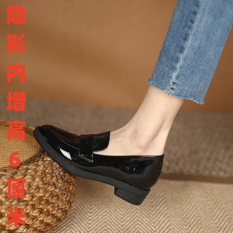Tang Jing work shoes women's pointed 3 new small size inner height increase small leather shoes glossy patent leather