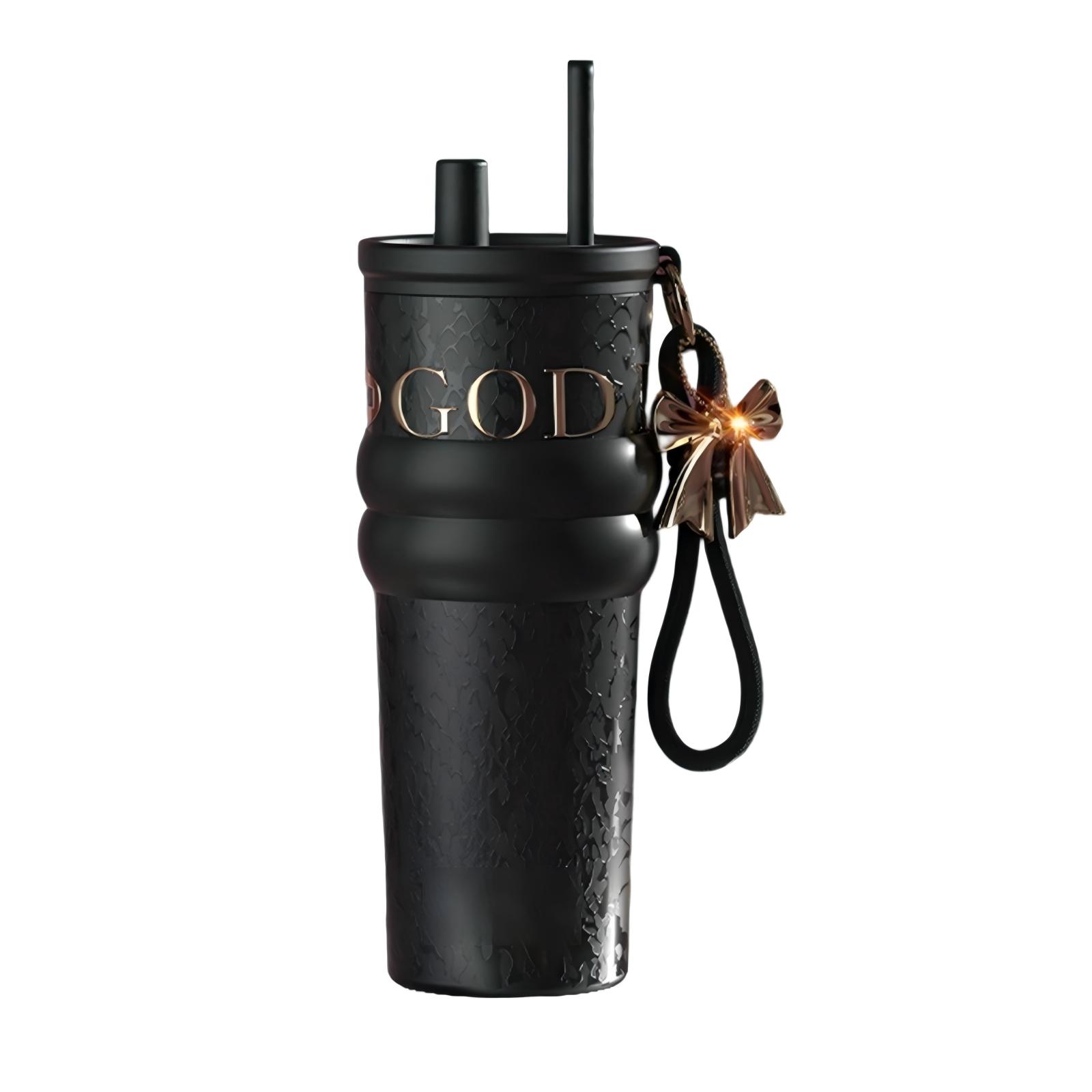 

High- Ceramic-Interior Ice Tumbler For Women – Lightweight Luxury Portable Straw Cup, Premium -Drink Tumbler, Gift Water Bottle чёрный