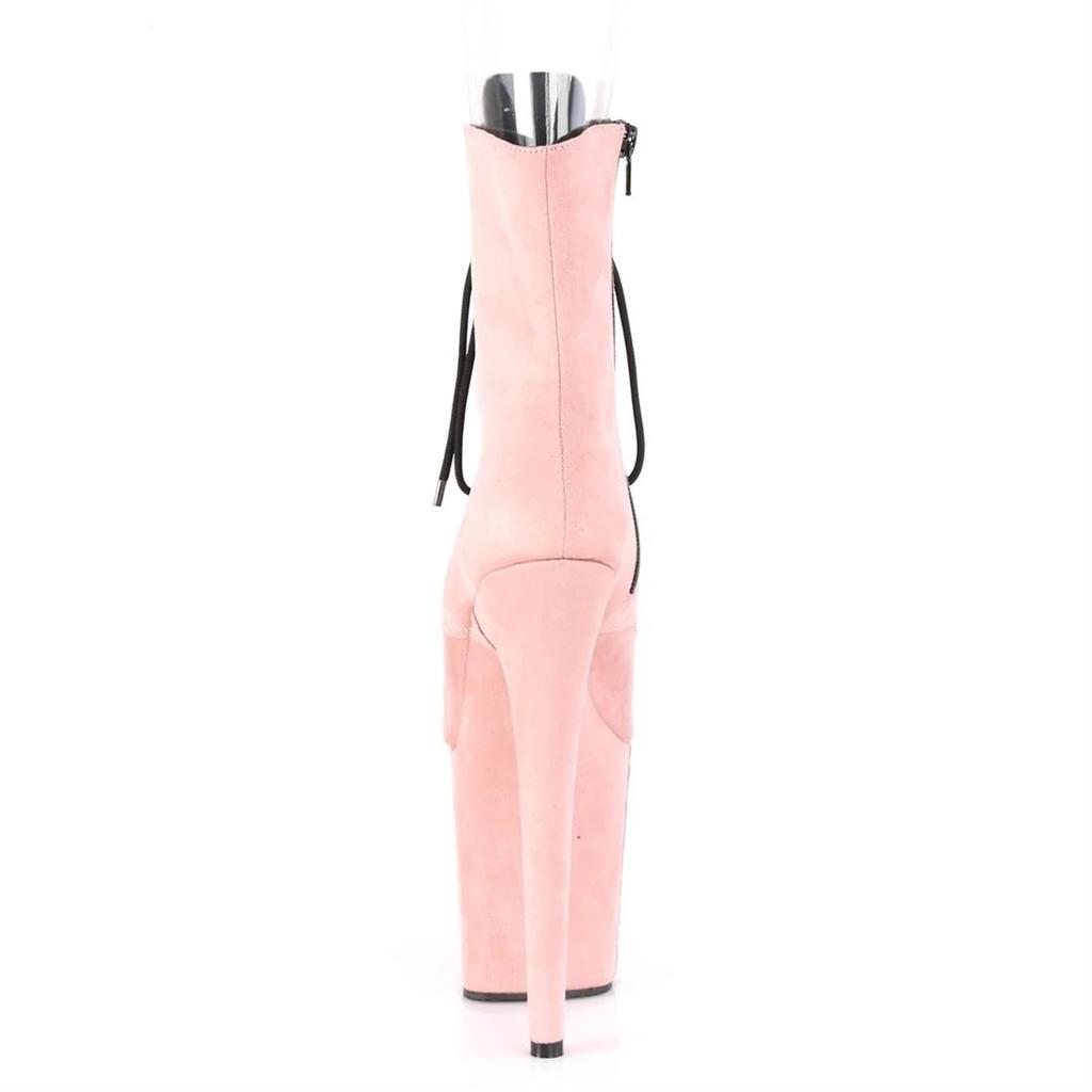 20Cm Front Lace-up Fish Mouth Thin Heel High Heel Low Boots Nightclub Stage Pole Dance High Heel Sole Short Boots YKC