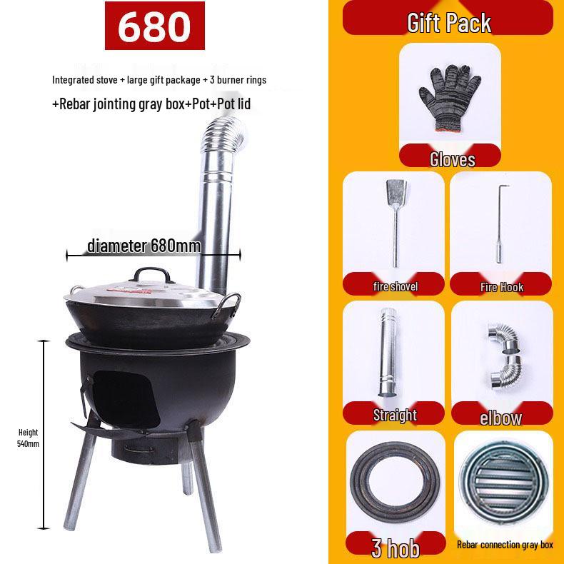 Portable Outdoor Firewood Stove with Threaded Round Legs - New Model