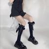 Black Streamer Half-length Stockings Women's Thin Summer Cute Medium Tube Calf Socks Lolita Bow Jk Long Socks