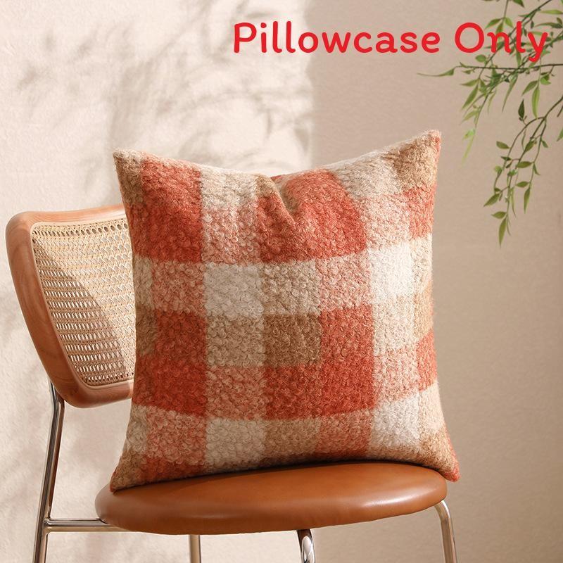 Pillowcase Only Luxurious Plush Gradient Orange Sheepskin Throw Pillow Cover Modern Minimalist