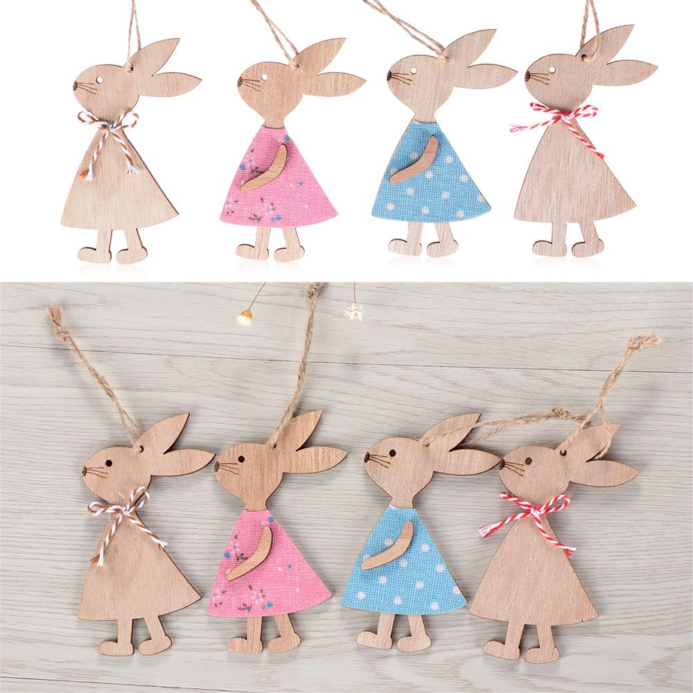3PCS Household Party Supplies Home Decorations Cute Bunny Wood Crafts Easter Ornaments Easter Rabbit