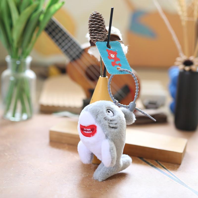 Charming Cartoon Shark Plush Pendant Ultra Soft Short Plush Keychain Doll