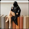 Halloween 3D Mysterious Statue Gothic Black Robe Queen Figure Bookshelf Sculpture Spooky Sitting Statues Desktop Ornaments Gifts