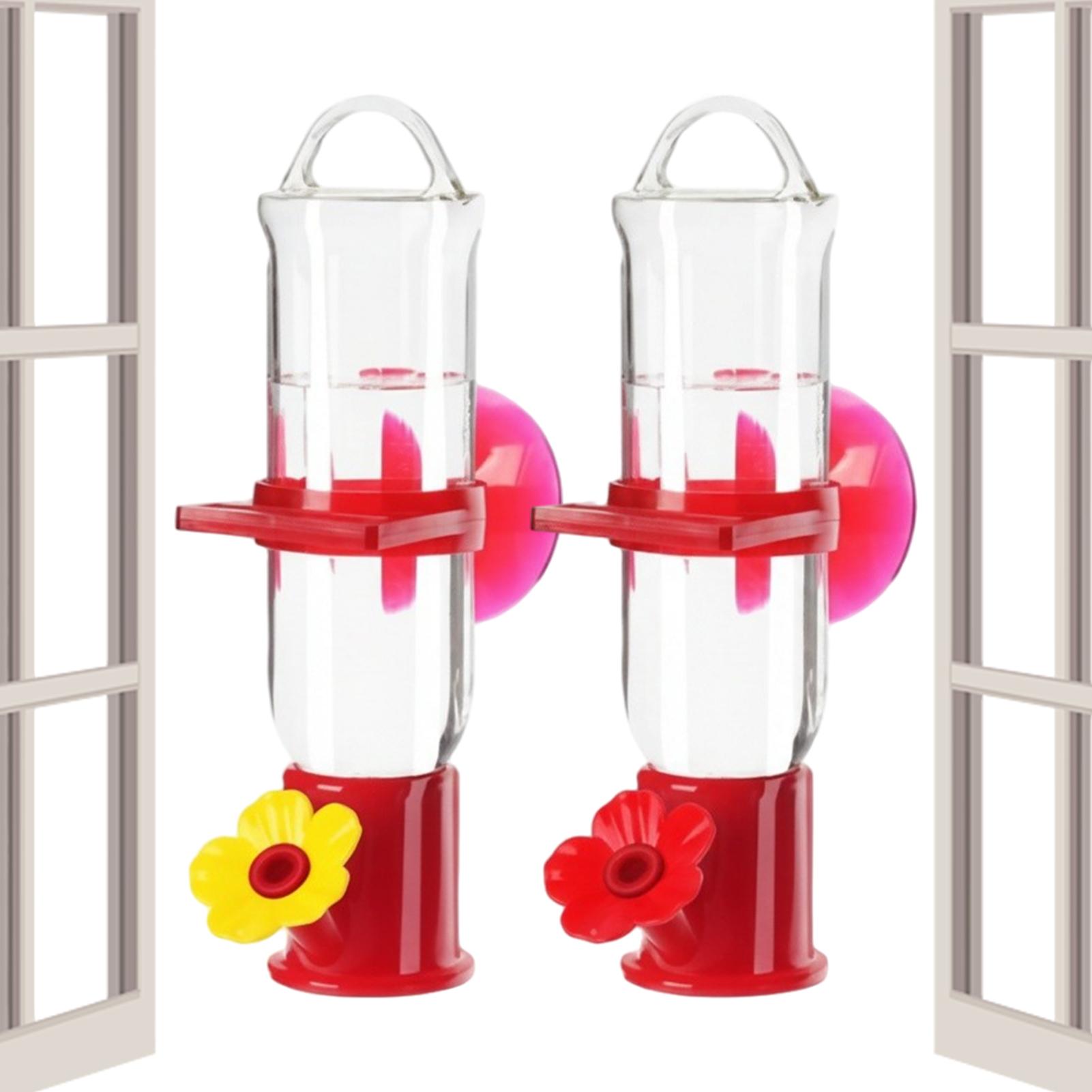 

Hummingbird Feeder Window Clear Suction Cup Waterer 2 Pack Flower Ports Design Small Hummingbird Feeder for House Garden Balcony CN