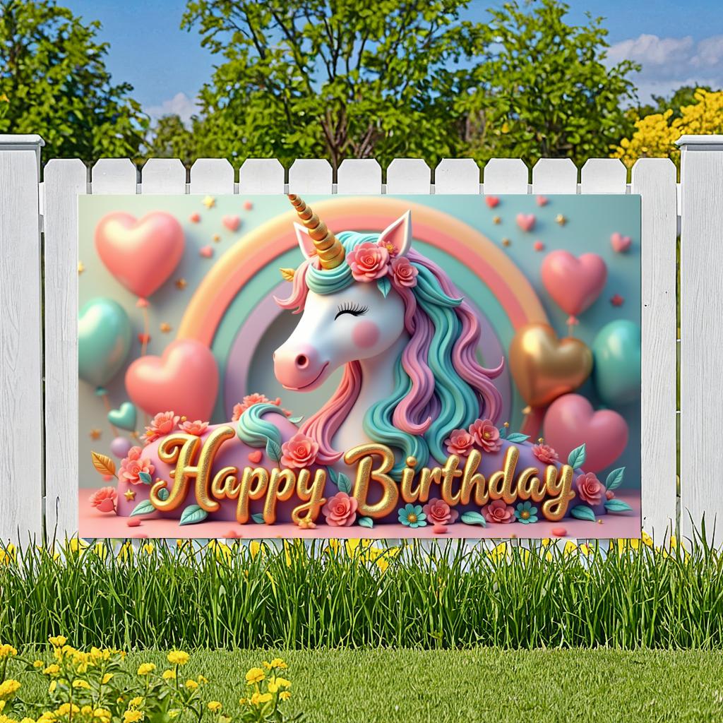 Event-Banner Dekobanner Einhorn Geburtstagsbanner Party-Hintergrund Einhorn-Design Für Event-Hintergrund Party-Dekoration Foto