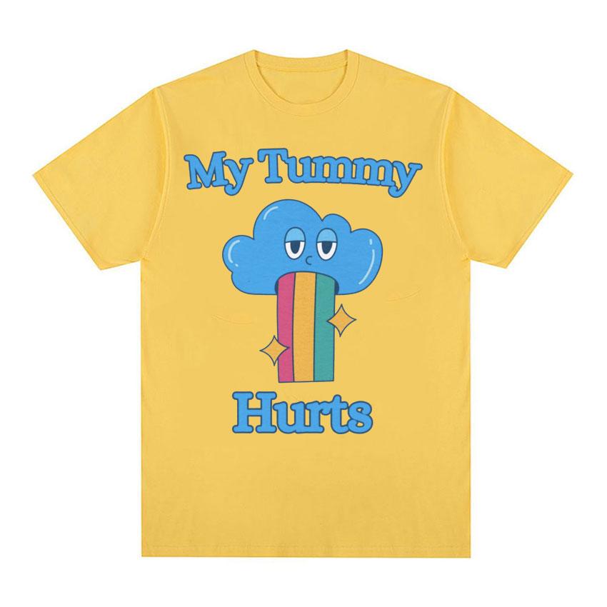 

Забавные футболки «Мой живот болит» для мужчин и женщин, винтажная футболка с героями мультфильмов, модная повседневная футболка большого размера с короткими рукавами, уличная одежда