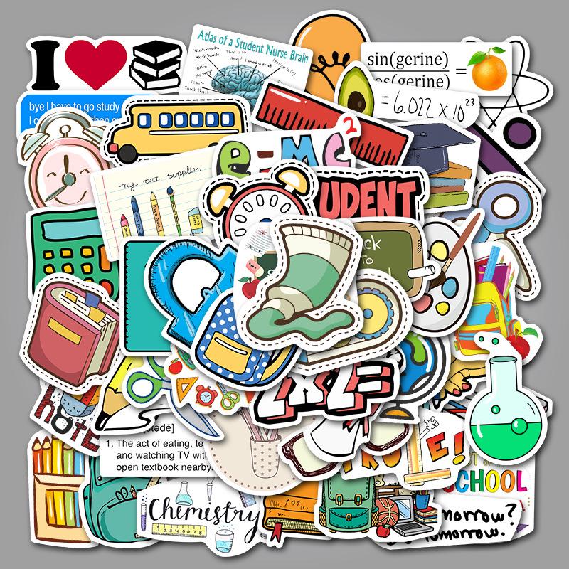 50 School Supplies Graffiti Stickers Suitcase Trolley Case Laptop Guitar Waterproof Stickers Stickers