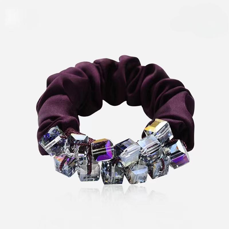 

Элегантные хрустальные цветочные тканевые резинки для волос для женщин и девочек, эластичные резинки для волос, аксессуары, завязки для волос, веревочные головные уборы, головной убор one size фиолетовый