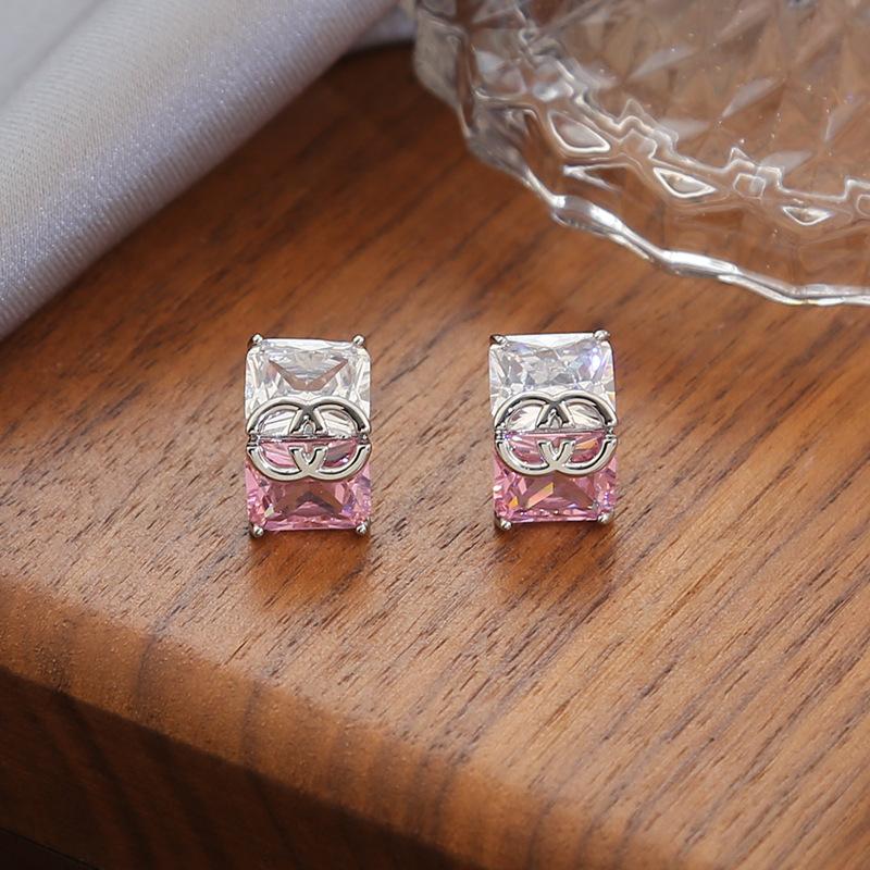 Zircon Light Luxury Earrings Big Brand High Sense Design Celebrity Temperament Stud Earrings Fashion French Versatile Earrings Women