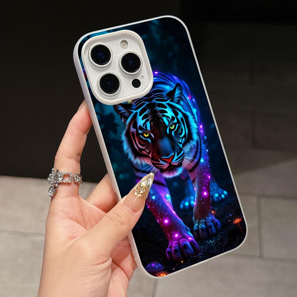

Tiger Neon Jelly Double layer White Mobile Phone Case for iPhone 17 16 15 14 13 12 11 Air Pro Max Plus Protective iPhone 14