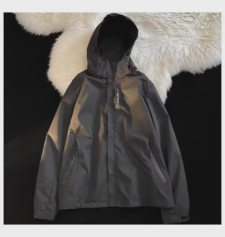 Men's Large Hooded Outdoor Mountain Jacket - Spring/Autumn Zipper Style