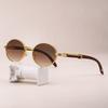 Vintage Retro Oval Shape Sunglasses for Women Men Small Frames Shades Vintage Designer Imitation Wood Grain Sun Eyeglasses UV400 Glasses Lunettes