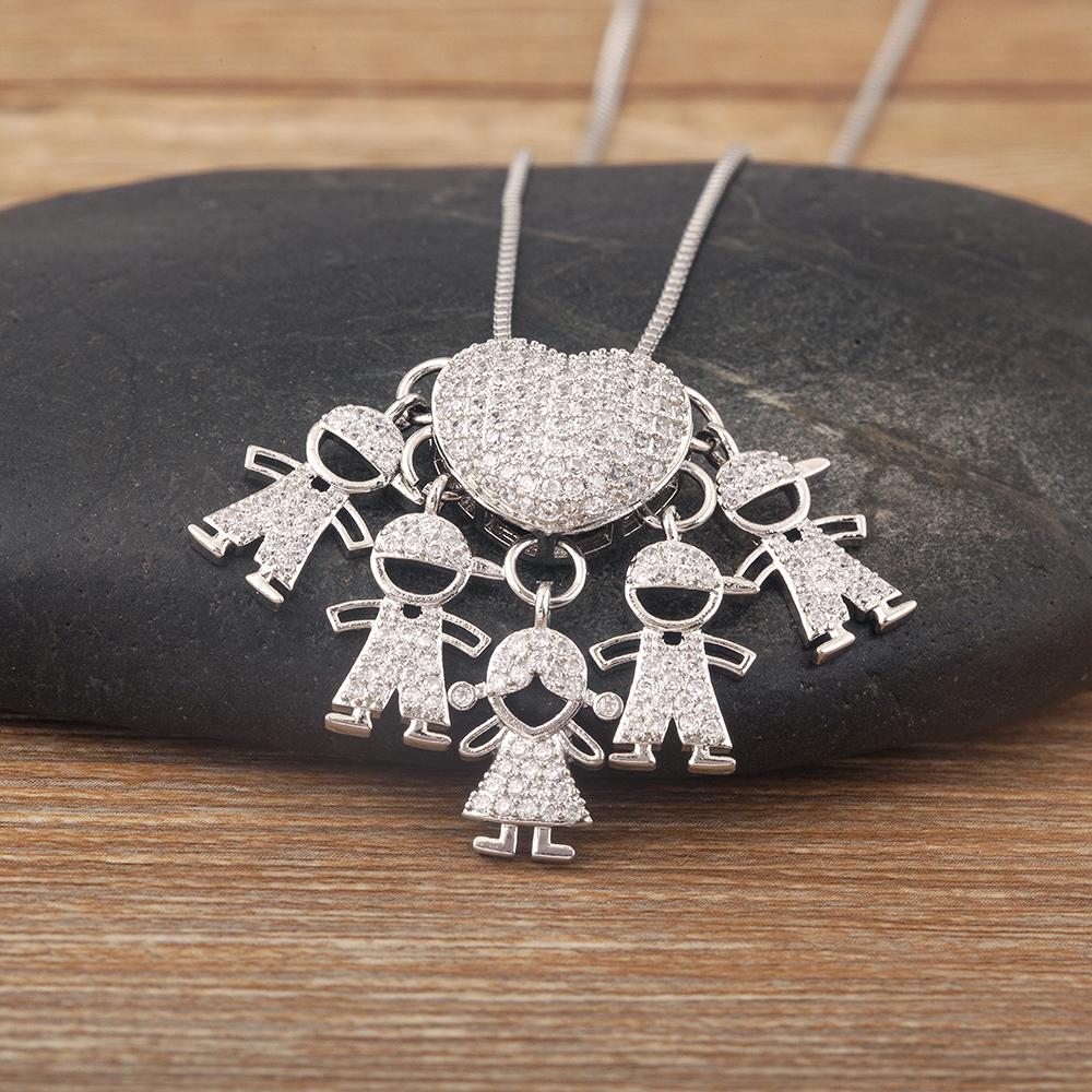 AIBEF Trendy Boy/Girl Pendant Necklaces Women Charm Cute Chain Choker Heart Family Jewelry Son/Daughter Birthday Gifts