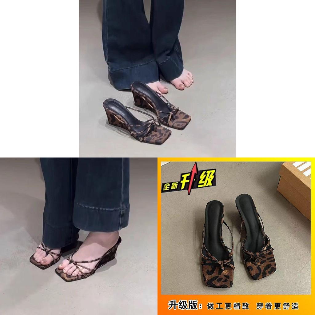 Human Footwear Leopard Pattern Open Toe Pu Flat Sandals For Womens Summer Comfort