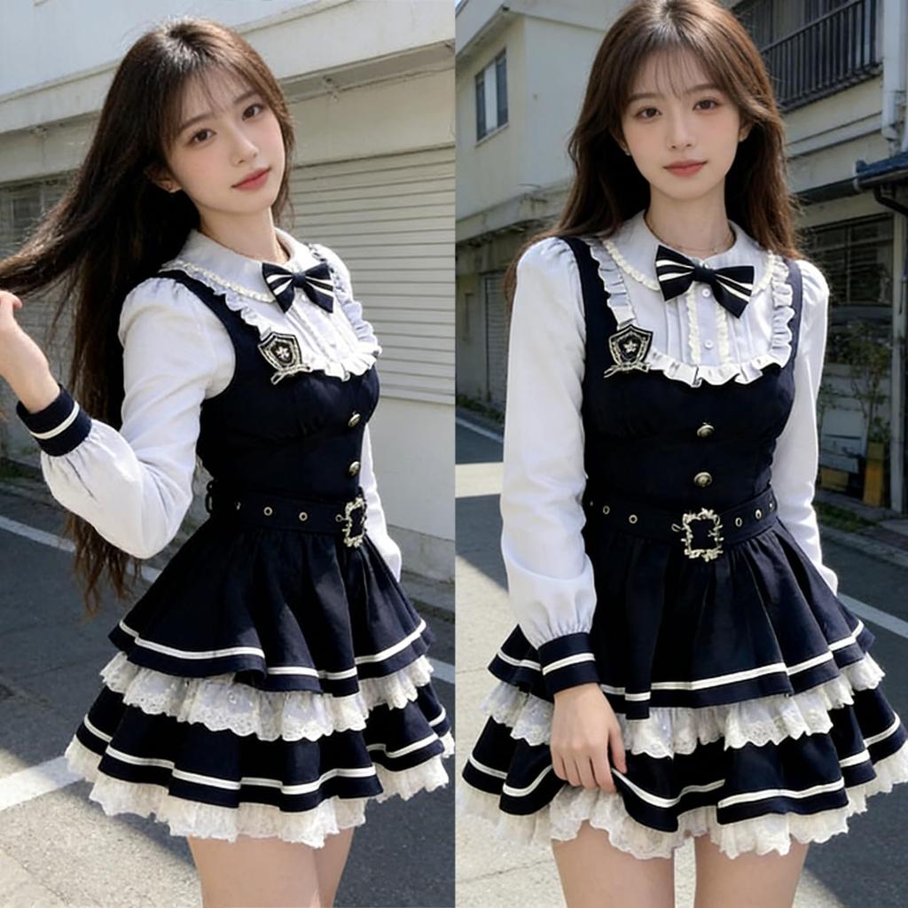 Lolita Cosplay Gothic Mori Gothic Princess Mori Sweet School Blue L [FULINE] Dress, Lolita, Girl, Mini, Style, Style, Cute, Ribbon, Girl, Lolita,