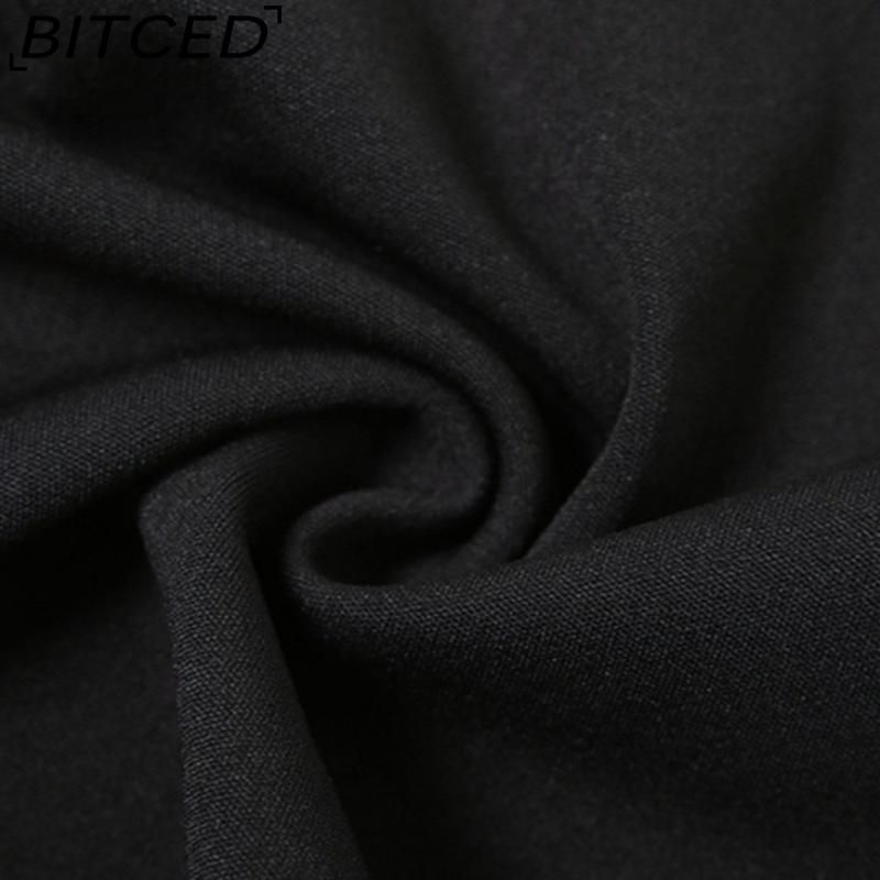 BITCED Autumn Women's Solid-Colour Slim-Fit Cropped Streetwear V-Neck Long-Sleeved Top