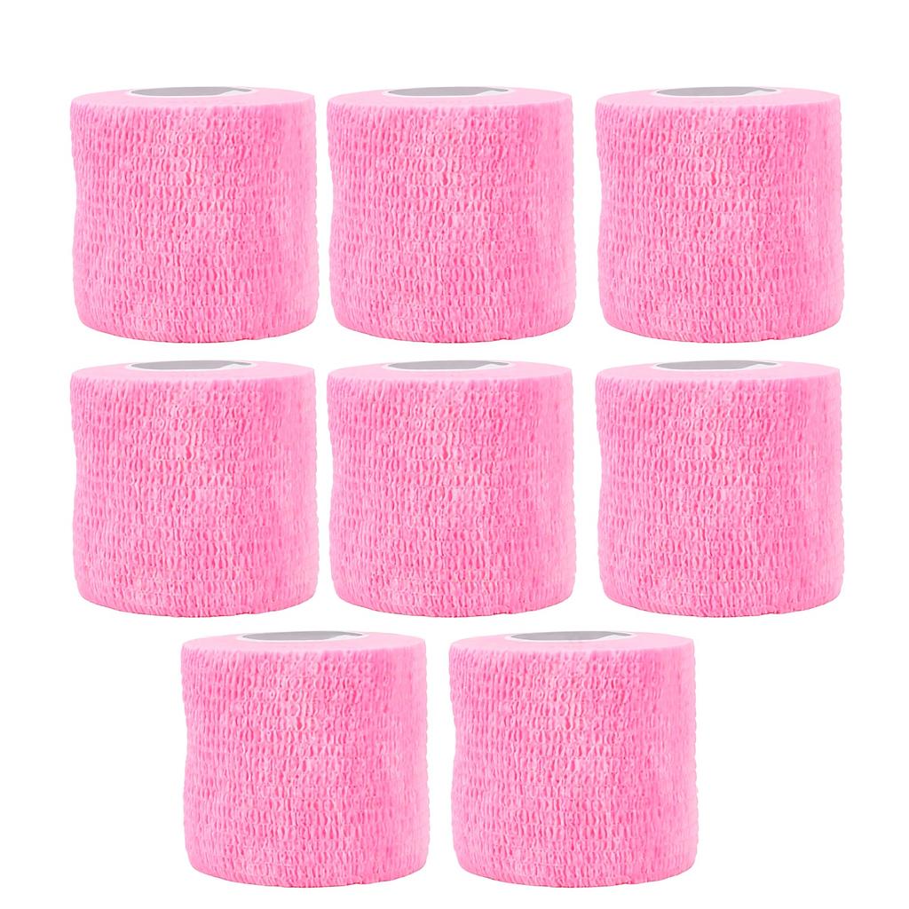 8pcs Self Adhesive Bandage Wraps Breathable High Elasticity Cohesive Bandage Wraps for Sports Pink 5cmx4.5m 8pcs