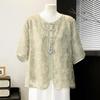 New Chinese Style Embroidered Summer Top for Middle-aged Women