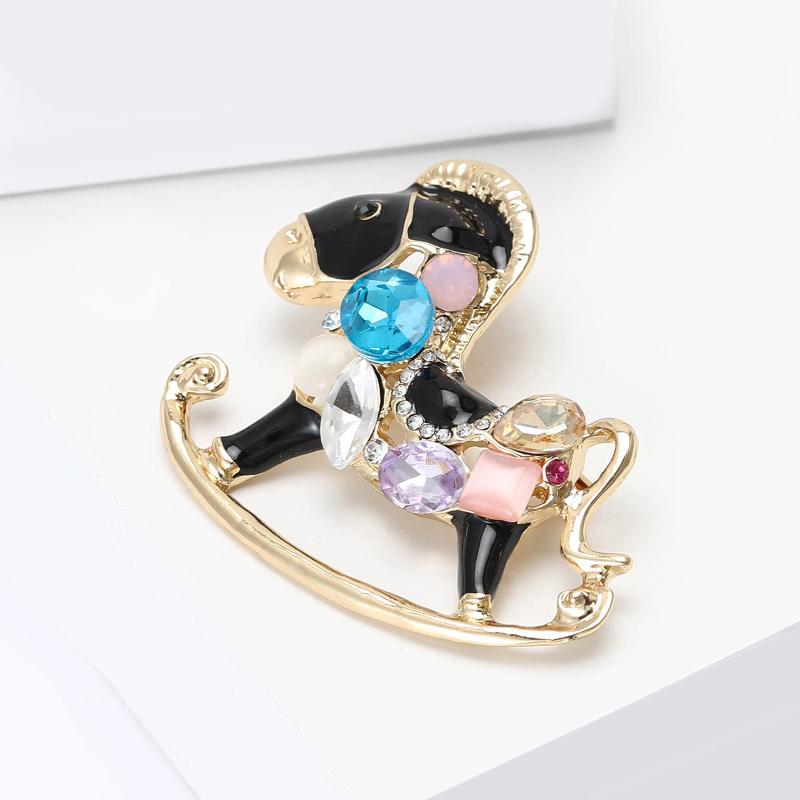 

Модные милые броши-булавки в виде лошадок на карусели из кристаллов для женской одежды, пальто, аксессуаров, подарков A2