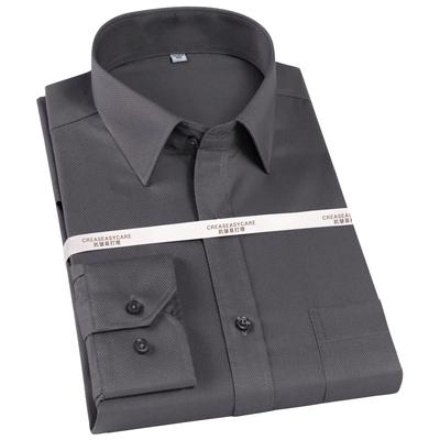 Herren Klassisches Hemd Einfarbig Langarm Knitterfrei Herrenbekleidung Business Gesellschaftlich Button-up Twill Formelle Hemden mit Tasche