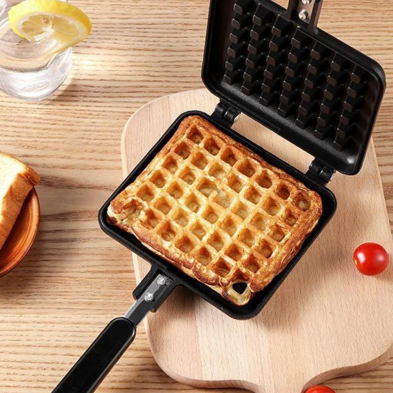 Breakfast Waffle Cake Baking Maker Pan Bubble Egg Pan Nonstick Bread Toast Frying Pan Double Side Kitchen Cooking Tool Portable