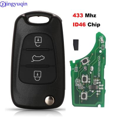 Jingyuqin For Hyundai I20 I30 IX35 Avante Fit Kia K2 K5 Sportage 433Mhz ID46 Chip 3 Buttons Flip Folding Car Remote Key Fob