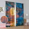 2pcs,2D Plane Printing Contemporary Curtains Moonlit Canvas Polyester (without Rod) Festive Use for Kitchen Living Room Office