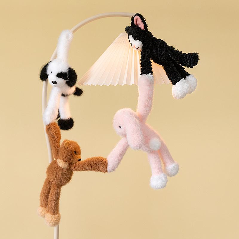 Plush Long-Armed Animal Fridge Magnet Doll - Teddy Bear Dog Car Ornament
