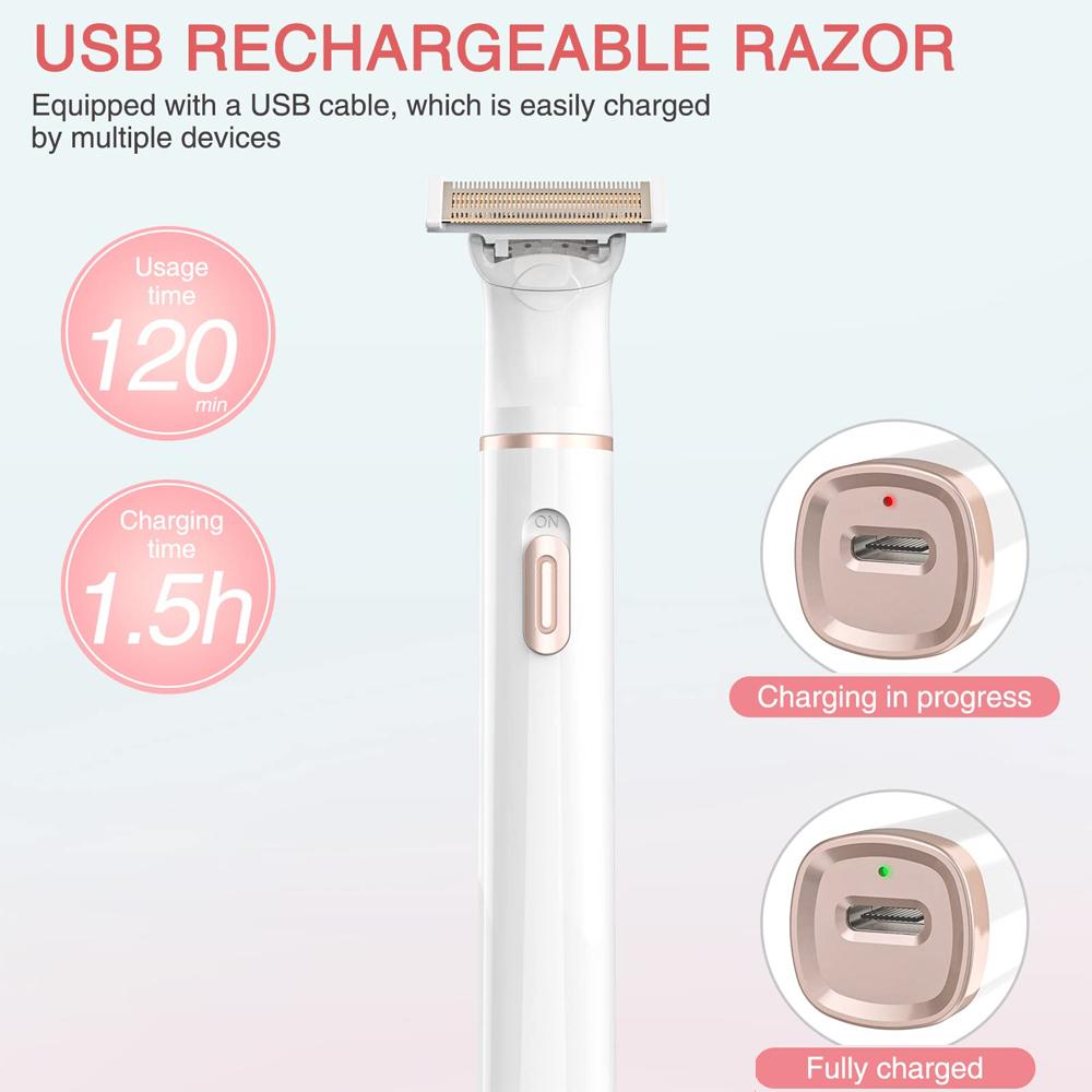 5 In 1 Electric Shaver Hair Removal For Ladies Bikini Trimmer Epilator Painless Razor For Body Face Eyebrow Arms Legs Pubic Hair