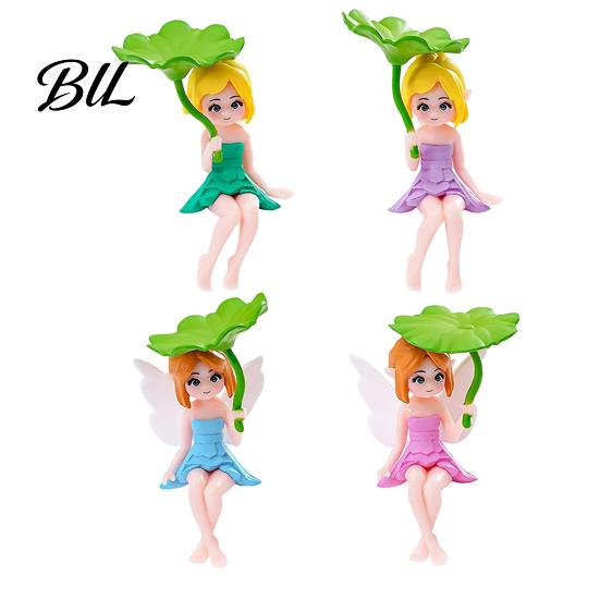 Fairy Garden Decor Miniature Figurines Little Girls Ornaments with Lotus Leaf for Desk Accessory Flower Pot Moss Landscapes Home Shelf Car Delicate