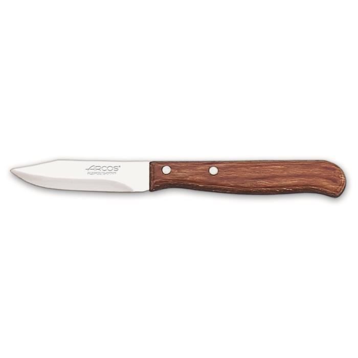 Couteau Mondador Arcos Latina 100100 en acier inoxydable Nitrum et mango en bois avec une lame de 6,5 cm dans une boîte.