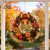 Weihnachtsbaumschmuck Herbstkürbis Sonnenblumenkranz Hängende Dekoration, Acryl Handbemalt Elegantes Feiertagsfensterornament, Thanksgiving Halloween