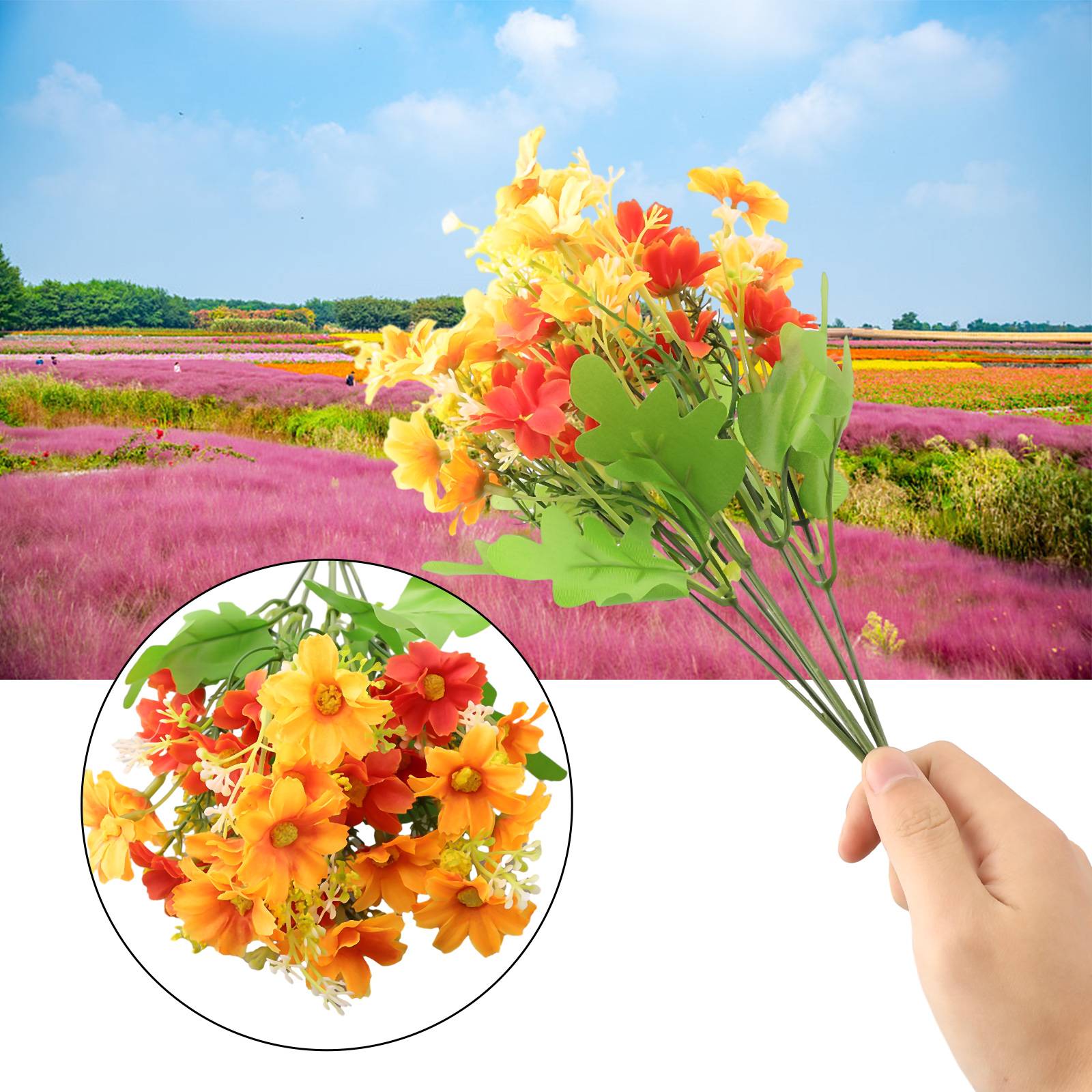 Реалистичный букет из искусственных шелковых цветов для декора зала искусств — фото 4