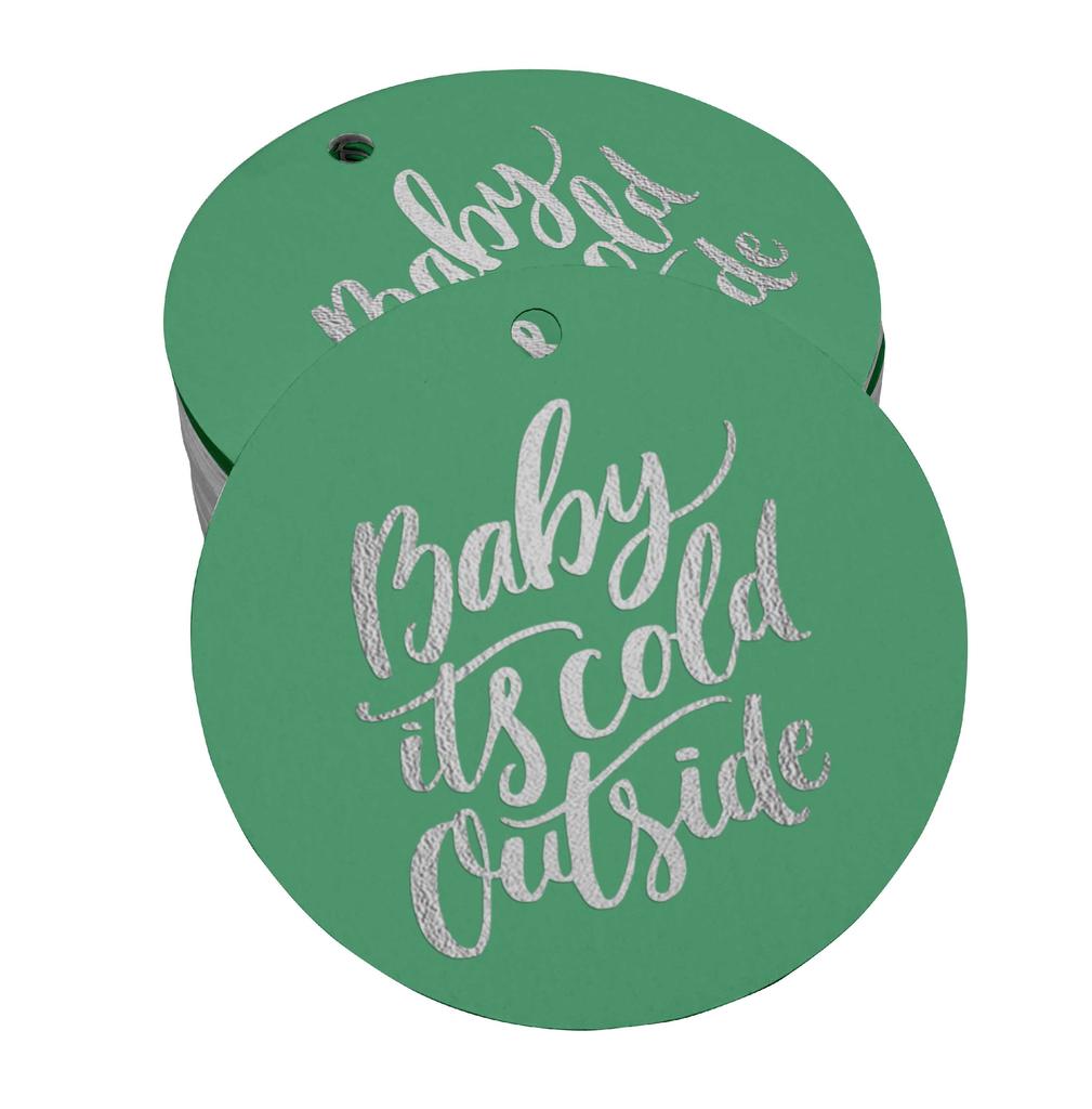 Inkdotpot Real Gold Foil Baby It's Cold Outside Baby Shower Tags Favor Hang Paper Tags 100
