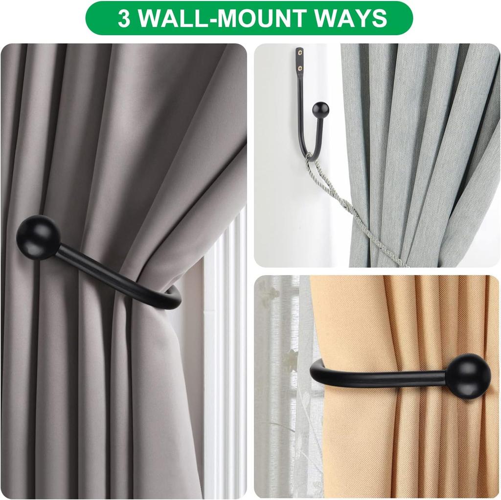 60/30/4/2pcs Retro Iron Curtain Holdback Wall Hanger Mounted Metal Hooks U Shaped Curtain Loop Holder Wall Tie Back With Screw