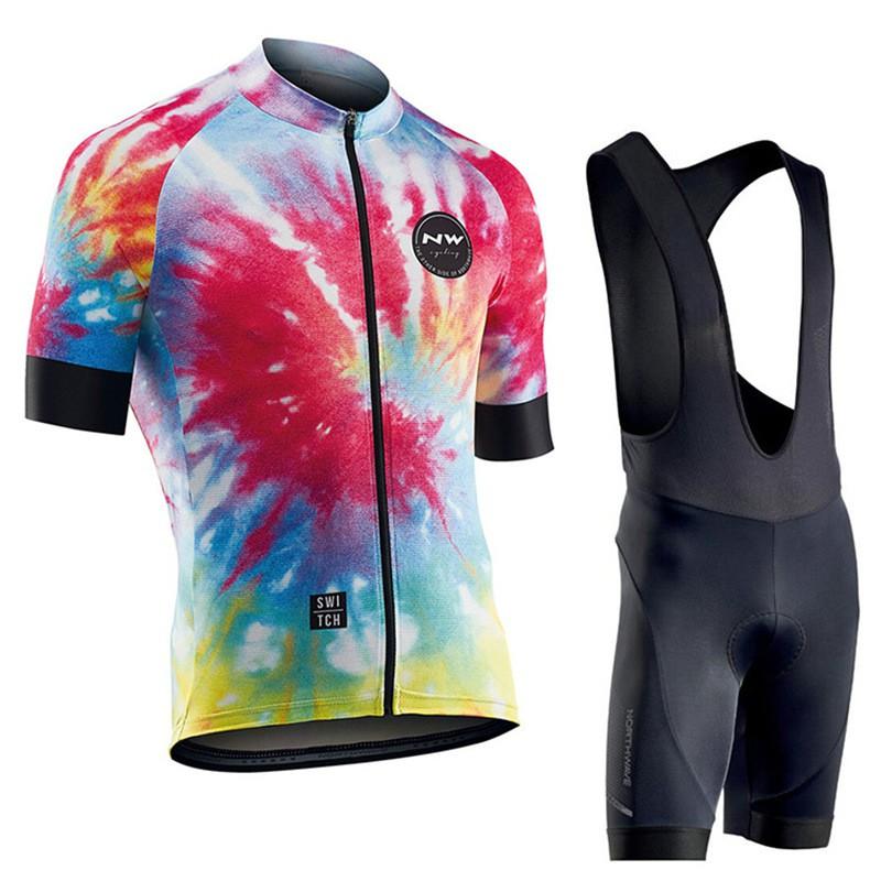 Mens Cycling Jersey Set With Straps Short Sleeve Slim Fit Bike Wear