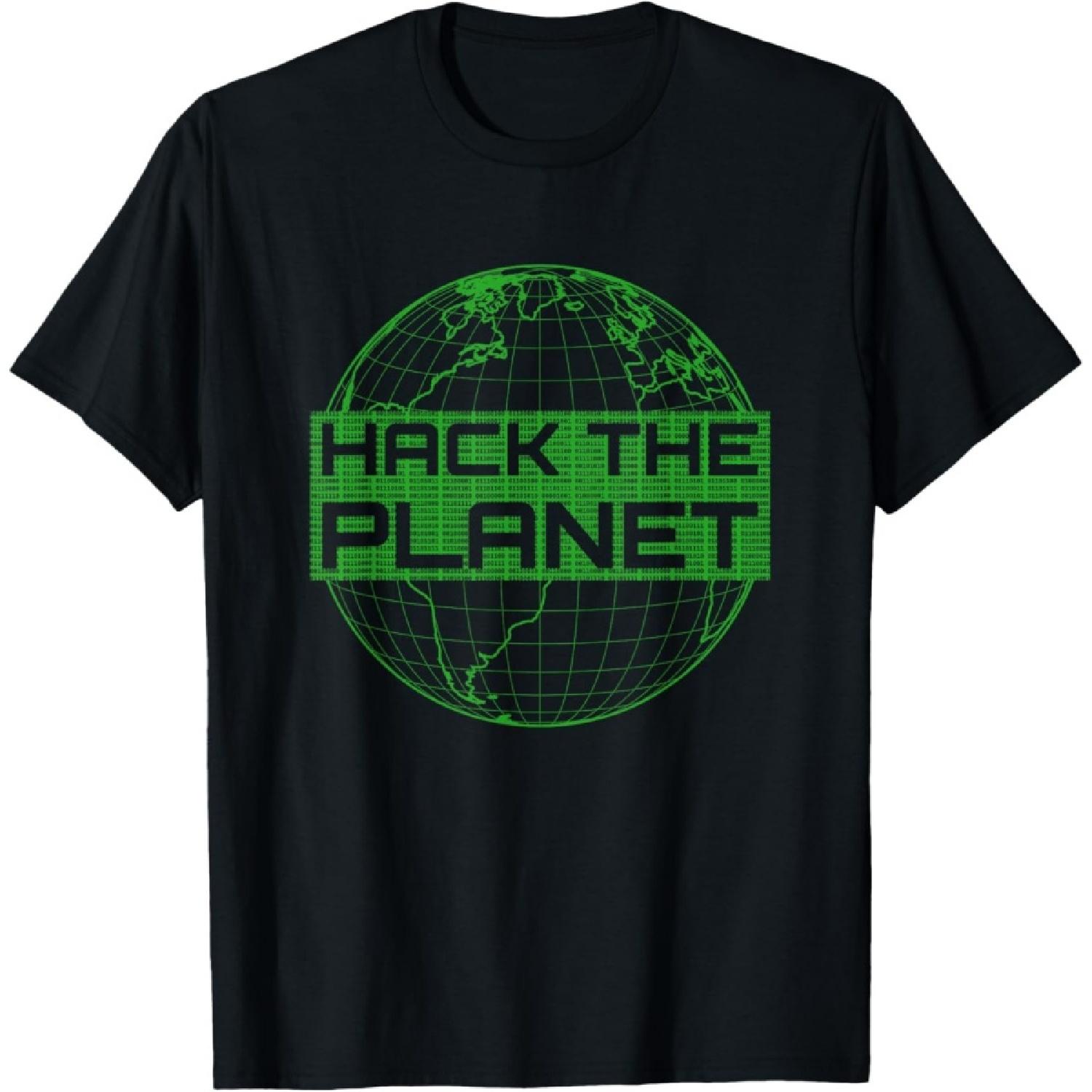 Футболка разработчика программного обеспечения Hack the Planet - Футболка с зеленым дизайном S