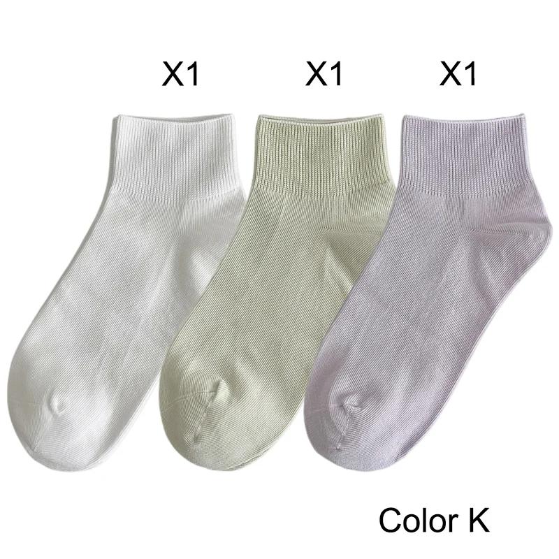 3 Pairs Women's Short Socks Candy Color Summer New Plain Cotton Socks Set Breathable Casual Comfy Soft Colorful Socks For Women