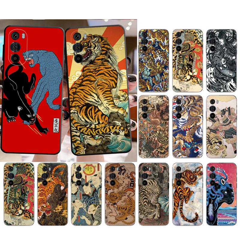 Case For Motorola Edge 50 40 Pro 60 50 40 30 Ultra Neo Fusion G85 G72 G53 G54 G84 G13 G32 Ukiyo-e Art Panther Leopard Tiger