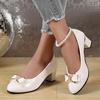 Fashion Women High Heels Low Heels Fashion Bling Bow patent leather Professional Casual Pumps Woman Wedding Party Shoes Large Size 42