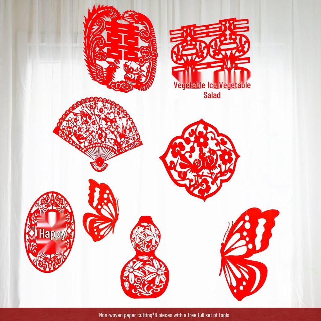 Red Wedding Room Bunting Ceiling Decorations for Bride and Groom's Bedroom and Living Room