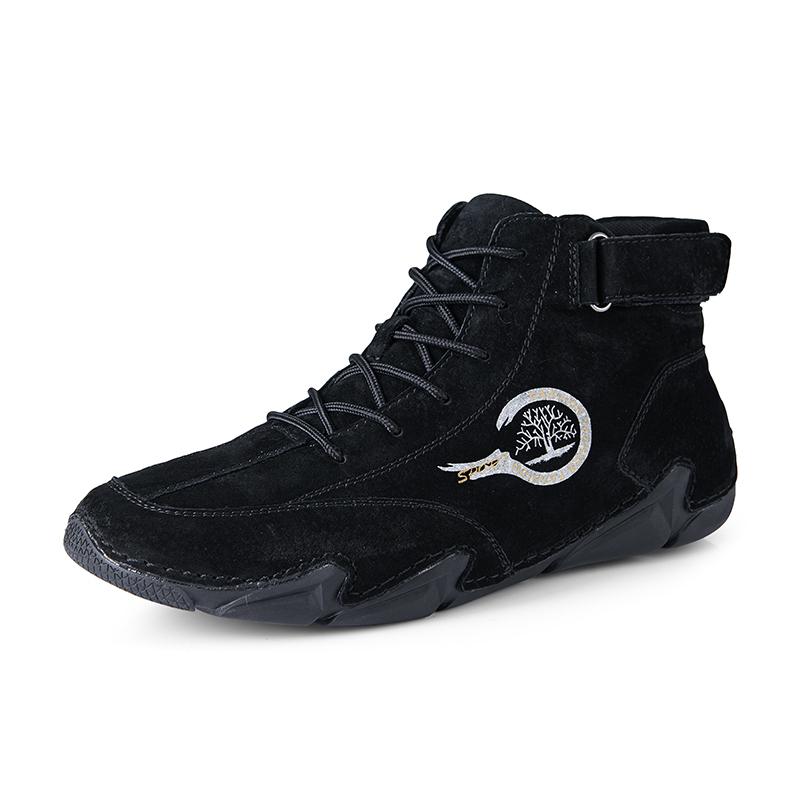 New Men's Ankle Boots Outdoor Lightweight Casual Short Boots Work Autumn and Winter Plush Snow Boots 2024 High Top Sports Shoes