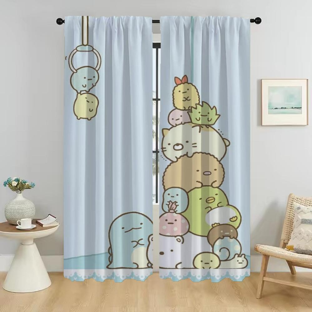 Window Curtain for Room 2 Panel Sumikko Gurashi Modern Living Room Curtains Partition Halloween Decoration Tulle for Bedroom