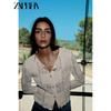 Zaprha 2025 Summer New French Style Jacquard Mesh Round Neck Long Sleeve Knit Cardigan Short Coat 6771061