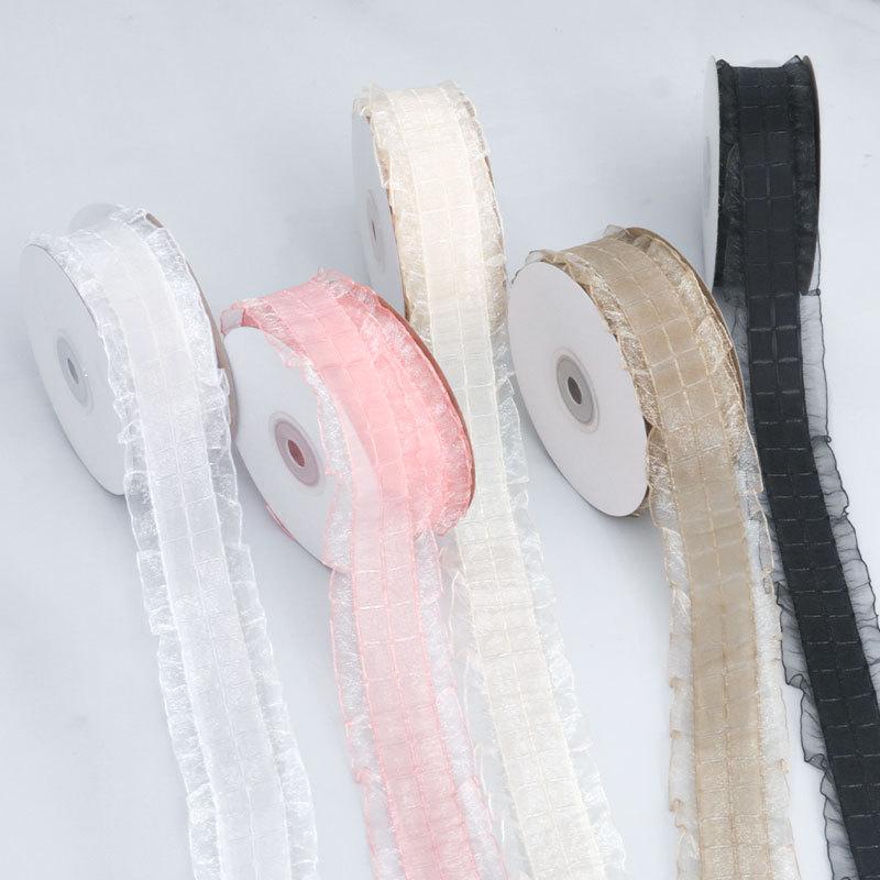 Elegant and Exquisite Lattice Polyester Chiffon Ruffled Skirt Ribbon Diy Bow Hair Braiding Decorative Gift Binding Ribbon Crafts Making Ribbons