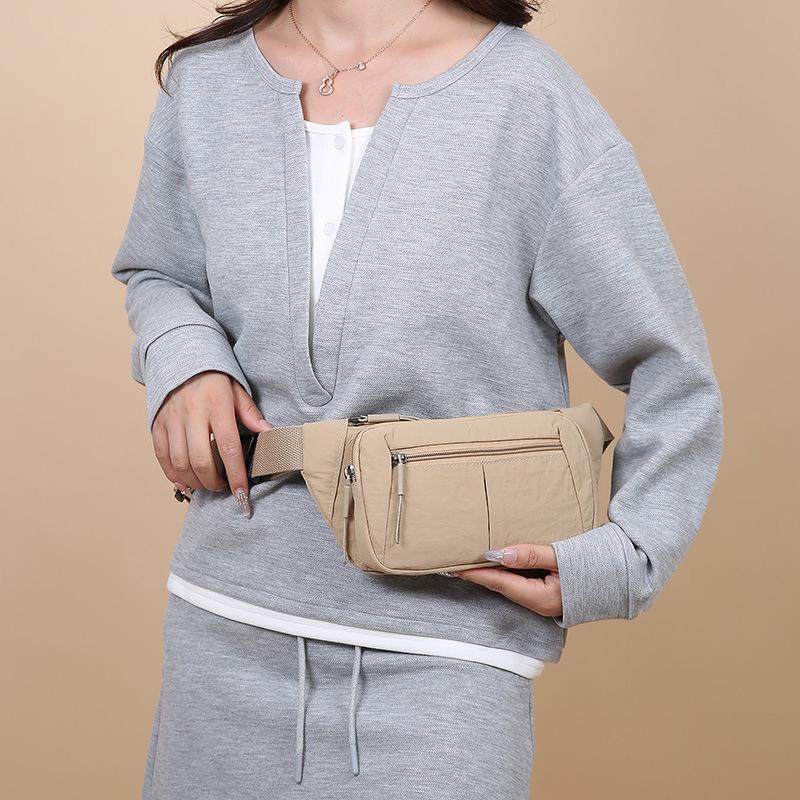 Multi-layer Chest Bag Women's Lightweight Shoulder Crossbody Bag Nylon Sport Riding Waist Bag